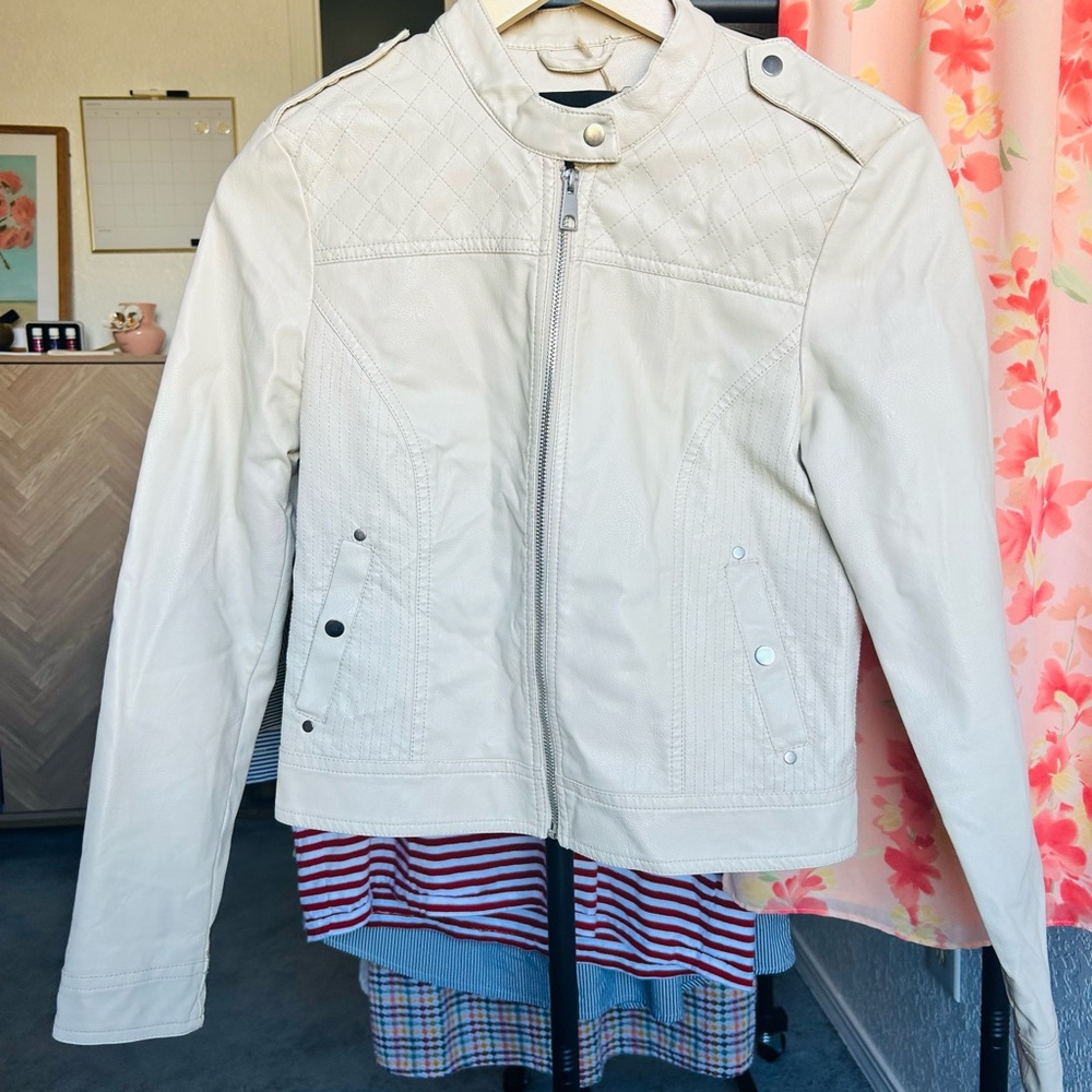 Vero Moda Cream Leather Jacket